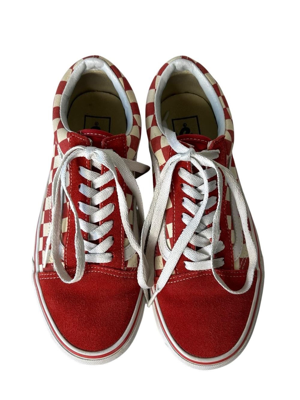VANS Men 6 6.5 Women 7.5 8 Red White Checkerboard Canvas Lace-Up Sneakers. - Picture 7 of 11